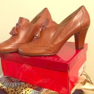 Dark tan leather shoes